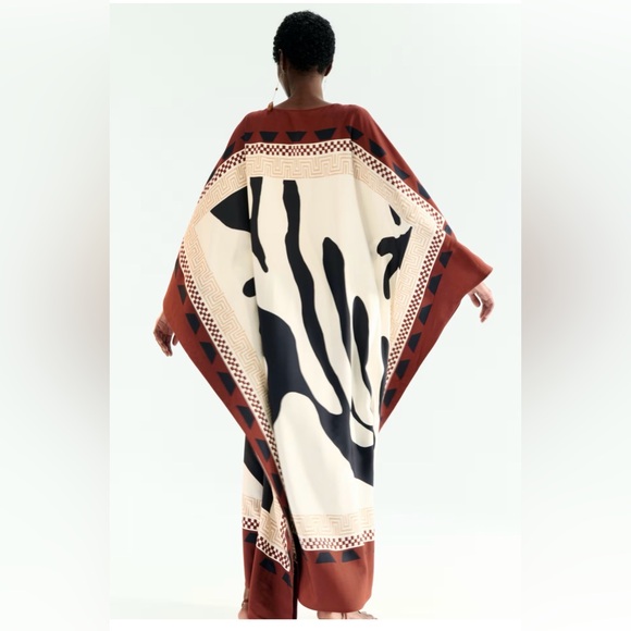 H&M Limited Edition Printed Kaftan Dress (Rust red/Patterned) Sz XXL NWT - Picture 2 of 13